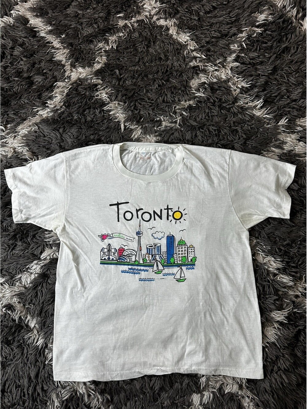 Vintage 90s Watsons Toronto Skyline T Shirt Single Stitch Graphic Tee Large